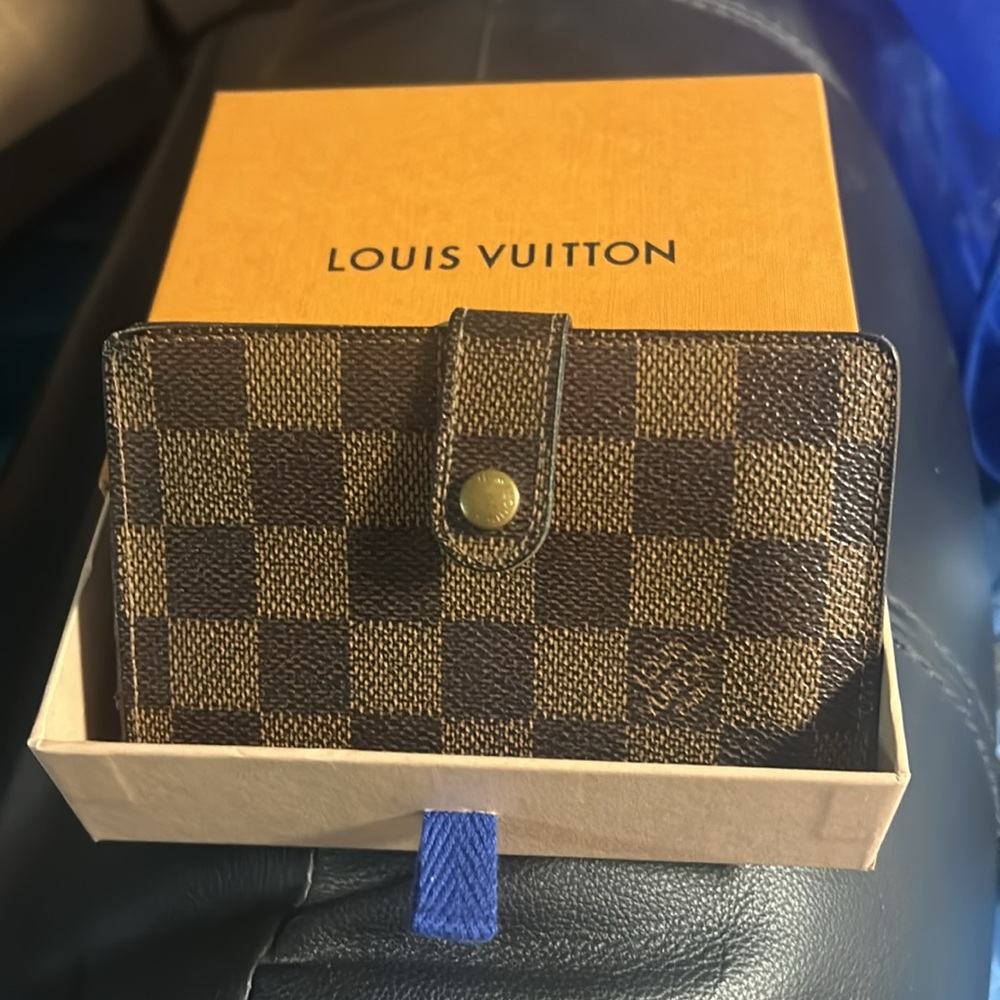 Louis Vuitton Damier Ebene French Kisslock Compact Wallet PLZ READ